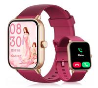 Montre Connectée Femme pour Samsung,iPhone,Android,1,8" Montre Connectée Femme avec Appel Bluetooth,Voix de l'IA,Alexa intégrée,Smartwatch Moniteur de SpO2,Sommeil,Podometre,Calories,IP68-Rouge