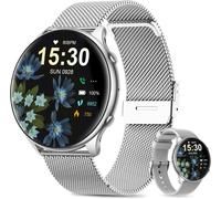 Montre Connectée Femme Ronde Avec Tension Artérielle/Sommeil Moniteur/Cycle Menstruel/Fréquence Cardiaque/Podometre, 1,39"" Smartwatch Avec Appel Bluetooth Pour Ios Android (Argenté)