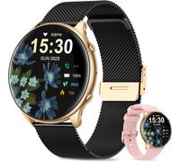 Montre Connectée Femme Ronde Avec Tension Artérielle/Sommeil Moniteur/Cycle Menstruel/Fréquence Cardiaque/Podometre, 1,39"" Smartwatch Avec Appel Bluetooth Pour Ios Android (Noir Rose Or)[Z1816]