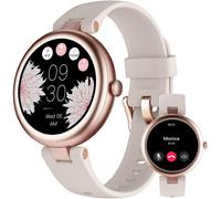Montre Connectée Femme Ronde Petite Montre Podometre Smartwatch avec Appel Bluetooth Cardiofrequencemetre Oxymetre Chronometre pour Android iOS Montre Sport pour Running Course à Pied Etanche IP68