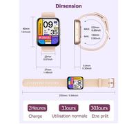 Montre Connectée Femme RUIMEN - Podomètre Cardiofrequencemètre SpO2 - Android iOS - Etanche - Rose