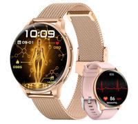 Montre Connectée Femme Santé, ECG/HRV/IMC, SpO2 Tension Artérielle, Or Rose | Écran AMOLED 1,32", 24H Fréquence Cardiaque, SpO2, Sommeil, Fonction Féminine, 130+ Modes Sportifs, Température, iOS Android