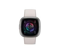 Fitbit Montre connectée Sense 2 – Blanc/Aluminium – GPS, écran tactile, 6 mois Premium inclus