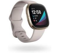 Fitbit Sense - Acier Inoxydable En Or Doux - Montre Connectée Avec Bracelet - Silicone - Blanc Lunaire - Taille Du Bracelet : S/L - Wi-Fi, Nfc, Bluetooth