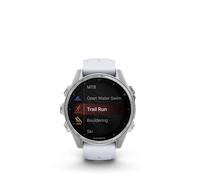 Montre Connectée Garmin Fenix8 Amoled 43mm Acier Silver Avec Bracelet Blanc