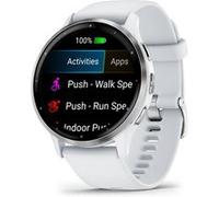 Montre connectée Garmin Venu 3 45mm en acier Silver, boîtier blanc et bracelet en silicone blanc E