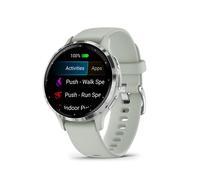 Montre connectée Garmin Venu 3S 41mm en acier Silver, boîtier vert sauge et bracelet en silicone vert sauge