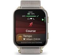 Montre connectée Garmin Venu® X1 46 mm Bluetooth Titane Soft Gold avec bracelet nylon ComfortFit Lin Gris