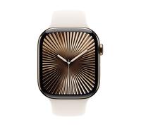 Apple Watch Series 10 GPS + Cellular 46mm Boîtier en Titane Or avec Bracelet Sport Lumière Stellaire S/M