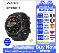 Montre connectée GPS Zeblaze Stratos 4 avec écran AMOLED 1,43 pouces, boussole intégrée, altimètre barométrique, lampe torche, appels vocaux black fast ship