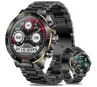 Montre Connectée Homme, 1,43" AMOLED Montre Homme Appel Bluetooth IP68 étanche 130+ Modes Sportifs, Bracelet Connecté Smartwatch Moniteur de Sommeil Fréquence Cardiaque Podomètre pour iOS (Or noir)