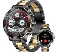 Montre Connectée Homme, 1,43" AMOLED Montre Homme Appel Bluetooth IP68 étanche 130+ Modes Sportifs, Bracelet Connecté Smartwatch Moniteur de Sommeil Fréquence Cardiaque Podomètre pour iOS (Or)