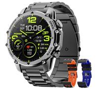 Montre Connectée Homme 1,52"HD Écran Smartwatch, 500 mAh Batterie et 120+ Modes Sportifs, Montre Connectée Militaire avec Fréquence Cardiaque/SpO2/Sommeil Moniteur et Lampe De Poche pour Android iOS