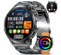Montre Connectée Homme 1,85" Écran HD Bluetooth 5.2 Appels 1000mAh Batterie | 100+ Sports, Moniteur Puls & SpO2, Sommeil, Lampe LED avec SOS, IP68 Étanche, 2 Bracelets, iOS/Android