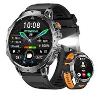 Montre Connectée Homme,1.85"HD Grand Écran/1000 mAh Batterie/LED Lampe pour Android iOS, Smartwatch Homme avec Appel Bluetooth, 24/7 Fréquence Cardiaque, 100+ Modes Sportifs, IP68 Étanche, 2 Bracelets