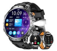 Montre Connectée Homme,1.85"HD Grand Écran/1000 mAh Batterie/LED Lampe pour Android iOS, Smartwatch Homme avec Appel Bluetooth, 24/7 Fréquence Cardiaque, 100+ Modes Sportifs, IP68 Étanche, Silicone
