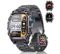 Montre Connectée Homme(2 Bretelles), 2.01'' HD Smartwatch Militaire avec Appels Bluetooth Torche LED 650mAh 150+ Mode Sportifs Surveiller Cardio Podometre Sommei, Fitness Tracker pour iOS Android-Noir