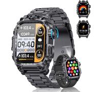 Montre Connectée Homme(2 Bretelles), 2.01'' HD Smartwatch Militaire avec Appels Bluetooth Torche LED 650mAh 150+ Mode Sportifs Surveiller Cardio Podometre Sommei, Fitness Tracker pour iOS Android-Noir