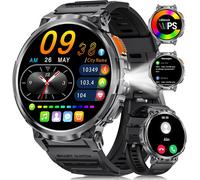 Montre Connectée Homme avec 1,85'' HD Grand Écran/LED Lampe, 730mAh Batterie Montre Intelligente avec 24/7 Moniteur de Fréquence Cardiaque et Sommeil, IP68 Étanche pour Android iOS, 3 Bracelets