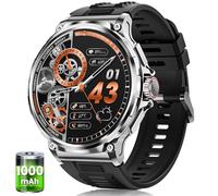 Montre Connectée Homme avec 1000 mAh Batterie, 1,92" AMOLED, 5ATM Étanche Militaire Smartwatch Homme, 120+ Modes Sportifs, Appel Bluetooth, 24H Fréquence Cardiaque/Sommeil/Podomètre Android iOS Argent