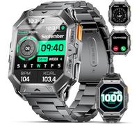 Montre Connectée Homme avec 1000 mAh Longue Durée Batterie 2.13'' AMOLED Grand Écran 10ATM Imperméable Bluetooth Appel 100+ Modes Sportifs Podómetro/Fréquence Cardiaque Android iOS Smartwatch Homme