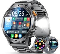 Montre Connectée Homme Avec 1000mah Batterie 1,75"" Amoled Écran/Appels/Led Lampe, 120+ Modes Sportifs, Calories/Spo2/Fréquence Cardiaque/Sommeil Ip68 Étanche Smartwatch Pour Android Ios 2025