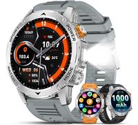Montre Connectée Homme Avec 1000Mah Batterie 1,75"" Hd Écran/Appels/Led Lampe, 120+ Modes Sportifs, Calories/Spo2/Fréquence Cardiaque/Sommeil Ip68 Étanche Smartwatch Pour Android Ios Argenté