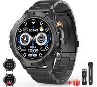 Montre Connectée Homme Avec Appel Assistant Vocal,1,52'' Rond Écran Hd De Sport Smartwatch Ultra Avec 120+ Modes Sportifs,Podomètre,Ai,Notification/Sommeil,Avec Bracelet En Métal Pour Androi[Z130]