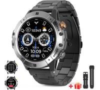 Montre Connectée Homme Avec Appel Assistant Vocal,1,52'' Rond Écran Hd De Sport Smartwatch Ultra Avec 120+ Modes Sportifs,Podomètre,Ai,Notification/Sommeil,Avec Bracelet En Métal Pour Androi[Z131]