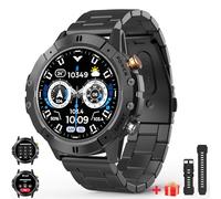 Montre connectée Homme avec Appel Assistant Vocal,1,52'' Rond Écran HD de Sport Smartwatch Ultra avec 120+ Modes Sportifs,Podomètre,AI,Notification/Sommeil,avec Bracelet en métal pour Android iOS