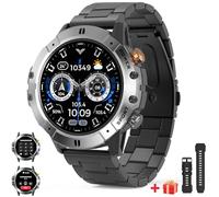 Montre connectée Homme avec Appel Assistant Vocal,1,52'' Rond Écran HD de Sport Smartwatch Ultra avec 120+ Modes Sportifs,Podomètre,AI,Notification/Sommeil,avec Bracelet en métal pour Android iOS
