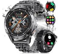 Montre Connectée Homme Avec Appel Bluetooth, 1.43'' Amoled Smartwatch Avec Lampe Torche, 530mah, Moniteur De Sommeil, Ip68 Étanche, 120+ Sportifs Militaire Montre Intelnte Pour Android Ios