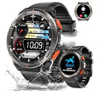 Montre Connectée Homme avec Appels Bluetooth, 1,45" Militaire Smartwatch 3ATM Étanche avec Torche LED Compas Altitude Baromètre Fréquence Cardiaque SpO2 Surveillance, Fitness Tracker pour Android iOS