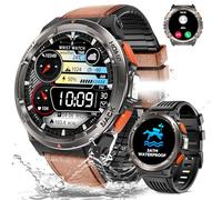 Montre Connectée Homme avec Appels Bluetooth, 1,45" Militaire Smartwatch 3ATM Étanche avec Torche LED Compas Altitude Baromètre Fréquence Cardiaque SpO2 Surveillance, Fitness Tracker pour Android iOS
