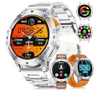 Montre Connectée Homme avec Appels Bluetooth/530 mAh,1,43" HD AMOLED Smartwatch Homme avec 120+ Modes Sportifs/Moniteur de Fréquence Cardiaque/Sommeil, IP68 Étanche Podomètre pour Android iOS,Argenté