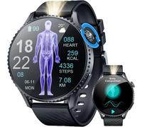 Montre Connectée Homme Ecg Smartwatch: Montre Intelligente Homme Amoled De 1.56" Moniteur De ¿¿¿¿É¿¿¿ Hrv Appel Bluetooth Led Lampe De Poche Étanche Fitness Tracker Sport Watch Pour Android Io