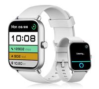 Montre Connectée Homme Femme pour Samsung,iPhone,Android,1,8" Montre Connectée Femme avec Appel Bluetooth,Voix de l'IA,Alexa intégrée,Smartwatch Moniteur de SpO2,Sommeil,Podometre,Calories,IP68-Blanc