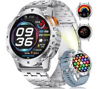 Montre Connectée Homme Militaire,1.43"" Amoled Smartwatch Homme Avec Appel Bluetooth,500mah 5atm Étanche Smartwatch Avec 110+ Sportifs Fréquence Cardiaque/Sommeil Moniteur Android Ios Argent