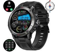 Montre Connectée Homme Militaire 1,52"" XtraDiTech Robuste Gros Renfort Couronne Codée avec Appel Micro Haut Parleur Assistant Vocal