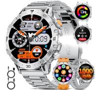 Montre Connectée Homme Militaire, 1.7'' Smartwatch avec 1000mAh, 3 Bracelets + 2 Chargeurs, Appel Bluetooth, LED Lampe, 110+ Modes Sportifs/IP68, Surveillance Cardiaque/Sommeil, Android/iOS EF18-B