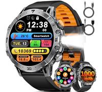 Montre Connectée Homme Militaire, 1.7'' Smartwatch avec 1000mAh, 3 Bracelets + 2 Chargeurs, Appel Bluetooth, LED Lampe, 110+ Modes Sportifs/IP68, Surveillance Cardiaque/Sommeil, Android/iOS EF18-Q