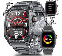 Montre Connectée Homme Militaire 1,96"" AMOLED Grand Écran HD IP68 Étanche Appel SMS,Suivi Intelligent du Sommeil Smartwatch Fitness