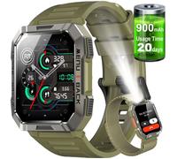 Montre Connectée Homme Militaire 2.01"" Résistant aux Rayures Écran avec Appel Micro Haut Parleur Assistant Vocal Boussole