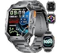 Montre Connectée Homme Militaire,256MB Mémoire avec 1000mAh Batterie pour Android iOS//Boussole/Baromètre,2.13" AMOLED Smartwatch Homme Appel Bluetooth,10ATM Étanche,100+ Modes Sportifs Tracker Fitnes