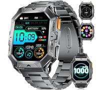 Montre Connectée Homme Militaire,256MB Mémoire avec 1000mAh Batterie pour Android iOS//Boussole/Baromètre,2.13" AMOLED Smartwatch Homme Appel Bluetooth,10ATM Étanche,100+ Modes Sportifs Tracker Fitnes