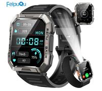 Montre Connectée Homme,Montre Sport étanche 2.01"" avec Batterie 900mAh,Lampe de poche,100+ Sports,Fitness Tracker- Android