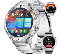 Montre Connectée Homme Pour Android Ios Avec Appel Bluetooth 1,43"" Amoled Rond Smartwatch Homme Argent Acier 530 Mah Batterie,Lampe De Poche Led,Santé Moniteur,100+ Sport,Podomètre[MON8300635]