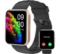 Montre Connectée Homme Smartwatch avec Appel Bluetooth Montre Sport Waterproof avec Podometre Cardiofrequencemetre Oxymetre Multisport Chronometre Notification SMS/Appel (Black Gold)