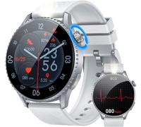 Montre Connectée Homme Smartwatch Ecg: 1.56" Amoled Écran Ronde Montre Hommes Avec Appel Bluetooth Lampe De Poche Led Fitness Tracker 50+ Modes Sportifs Moniteur De Hrv Smart Watch Pour Android Et Ios
