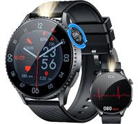 Montre Connectée Homme Smartwatch Ecg:1.56" Amoled Écran Ronde Montre Hommes Avec Appel Bluetooth Lampe De Poche Led Fitness Tracker 50+ Modes Sportifs Moniteur De Hrv Smart Watch Pour Android Et Io